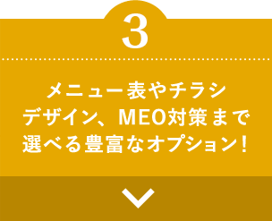 メニュー表・チラシデザイン・MEO対策まで選べる豊富なオプション